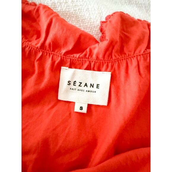 Sézane | Sezane | Darcy Summer Dress in Tangerine (Coral Orange Red) | Sz S - Picture 6 of 8